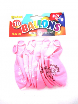 Ballonnen hoera een meisje (10st in zak)